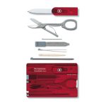 سوییس کارت 10 کاره قرمز شفاف ویکتورینوکس – Victorinox Swiss Card – 0.7100.T