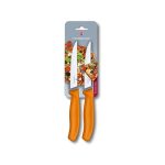 چاقوی استیک کلاسیک سوئیسی نارنجی (2عددی) ویکتورینوکس – Victorinox Swiss Classic Gourmet Steak Knife 6.7936.12L9b