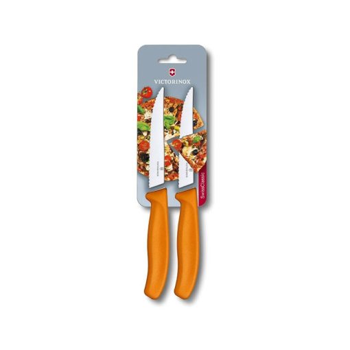چاقوی استیک کلاسیک سوئیسی نارنجی (2عددی) ویکتورینوکس – Victorinox Swiss Classic Gourmet Steak Knife 6.7936.12L9b