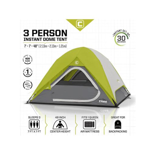 چادر اتوماتیک کمپینگ کر سه نفره – 40005 Core 3 Person Instant Dome Tent