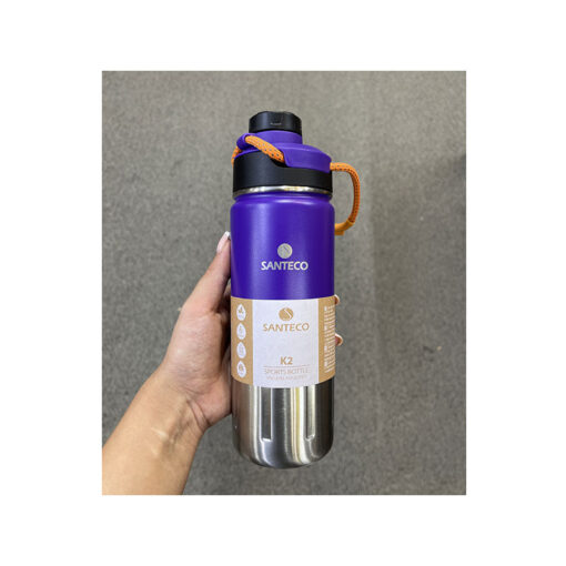 کالای ایراد دار قمقمه ورزشی استیل سانتکو بنفش Open Box Santeco K2 Sports Bottle 500ml